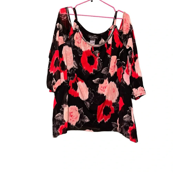 INC International Concepts  red & pink floral design longsleeve top, 2X - Picture 7 of 7